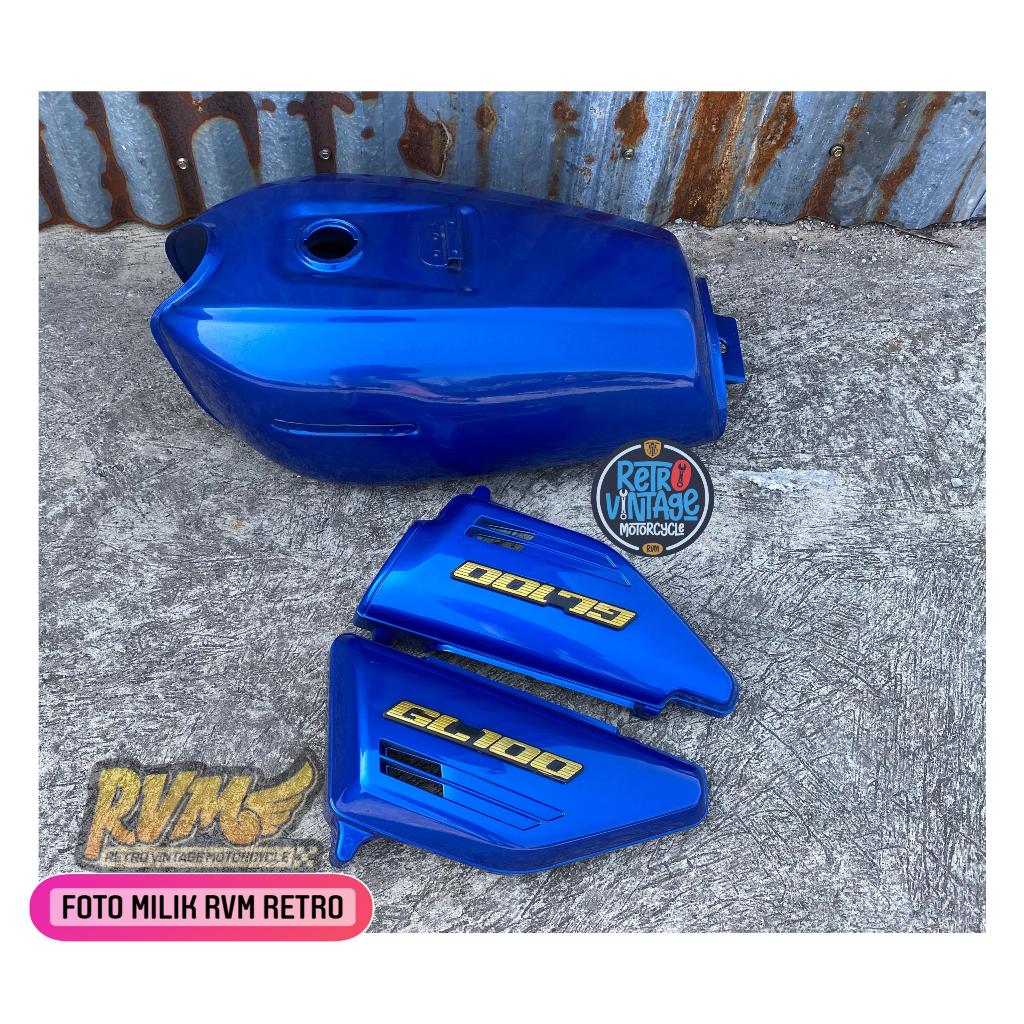 tangki tengki gl 100 pres warna biru set bok aki gl 100 set emblem tangki gl 100 gl 100