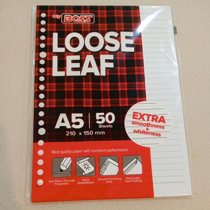 

loose leaf A5 50 lembar Big Boss putih bergaris 1 pcs