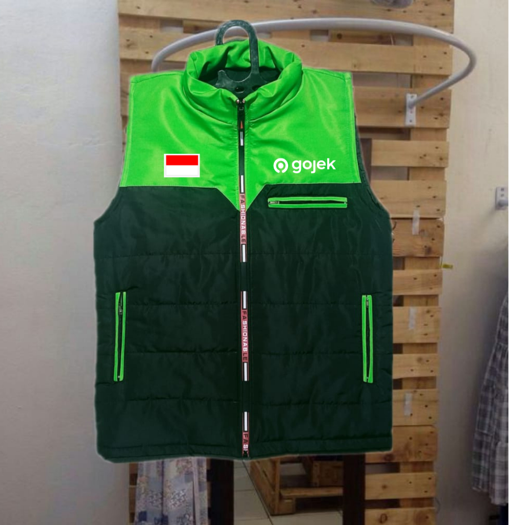 Diskon  Jaket Rompi Winter Pria Ojol Grab Bendera Rompi Grabbike Driver Rompi Motor Pria Grab Rompi 