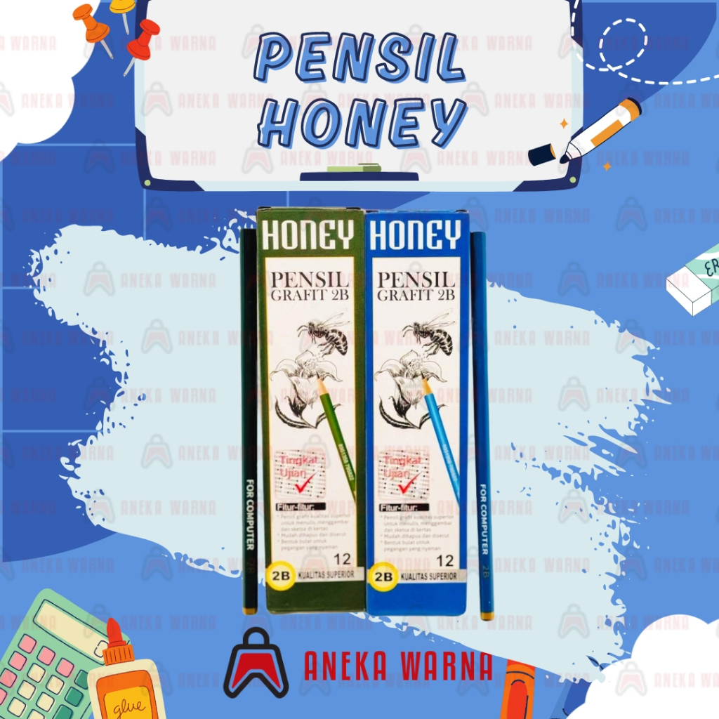 

PENSIL 2B | HONEY | MURAH WARNA HIJAU/BIRU (PCS)