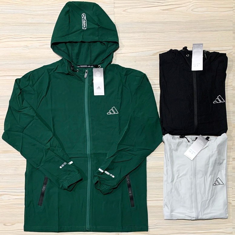 KODE E69Y JAKET MICRO PARASUT ADIDAS IMPORT PREMIUM OLAHRAGA RUNNING PRIA MAN HOODIE KUPLUK TOPI LEN