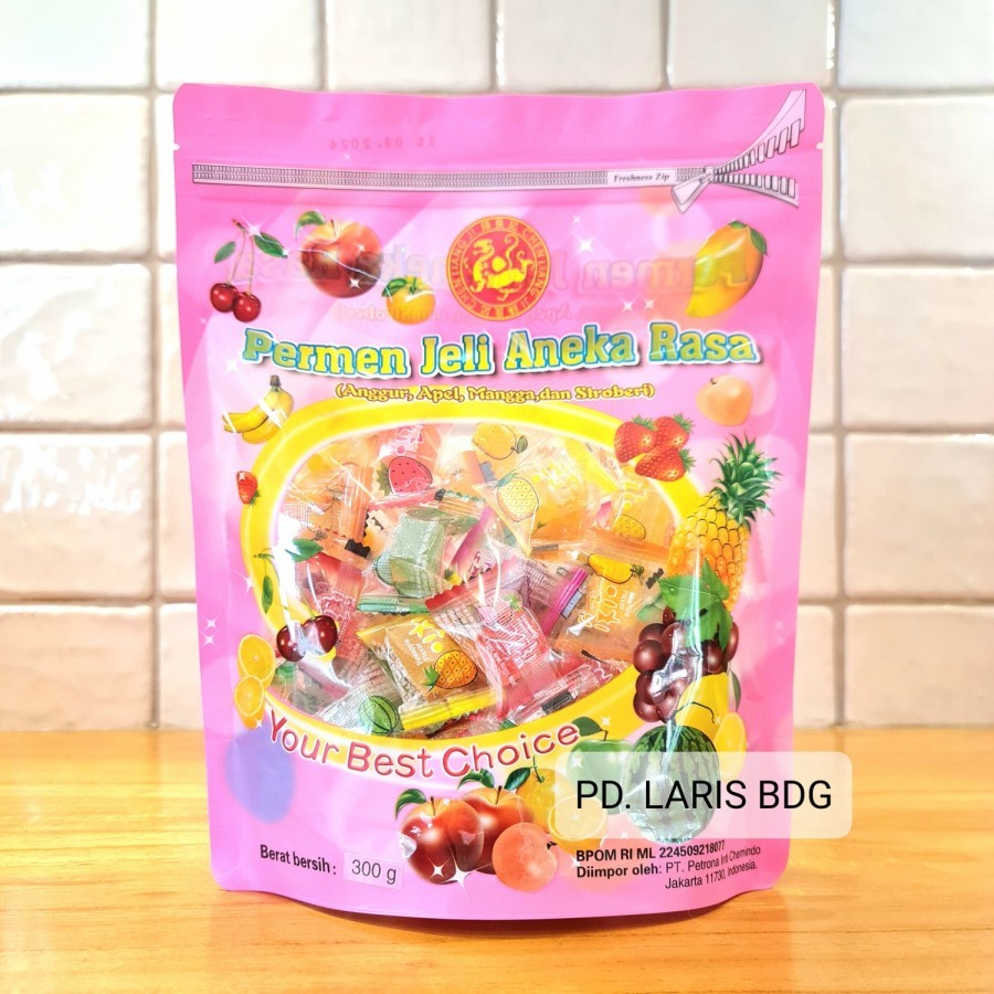 

PERMEN JELI ANEKA RASA ANGGUR, APEL, MANGGA, STROBERI 300GR (ASSORTED JELLY CANDY)
