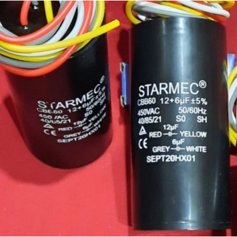 Kapasitor Mesin Cuci 12 uf + 6 uf Kapasitor 12uf + 6uf