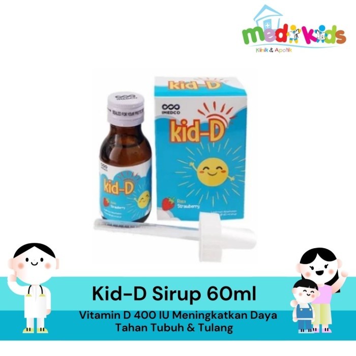 Kid -D Vitamin D3 400 IU anak Sirup Rasa Strawberry