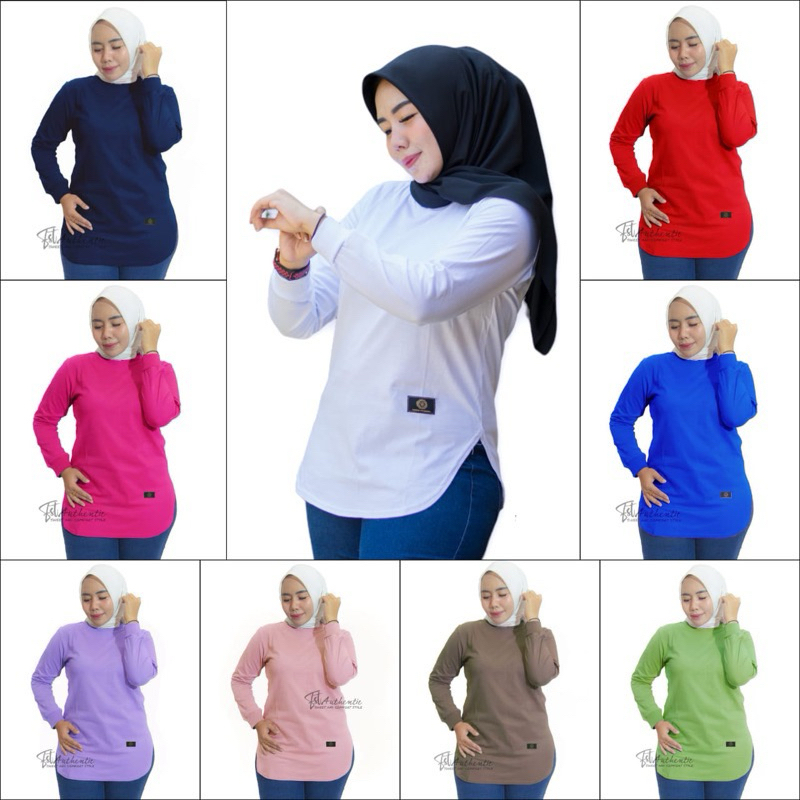 KAOS OVAL WANITA LENGAN PANJANG/ KAOS POLOS WANITA