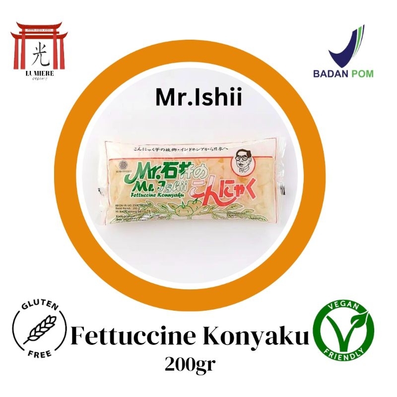 

Mr.Ishii Fettuccine Konyaku (Kwetiau) kemasan 200gr, Siap Saji
