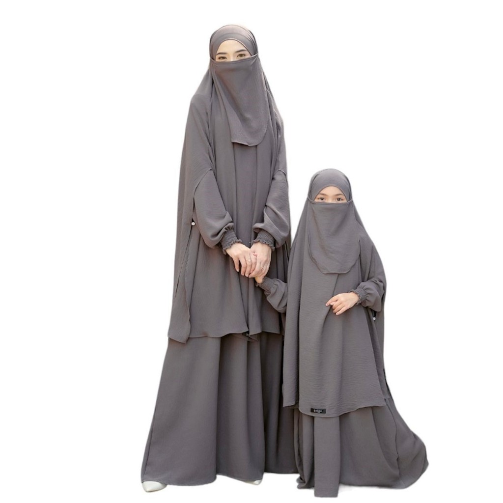 Salvina kids Gamis Couple Ibu Dan Anak French Khimar Madina Set