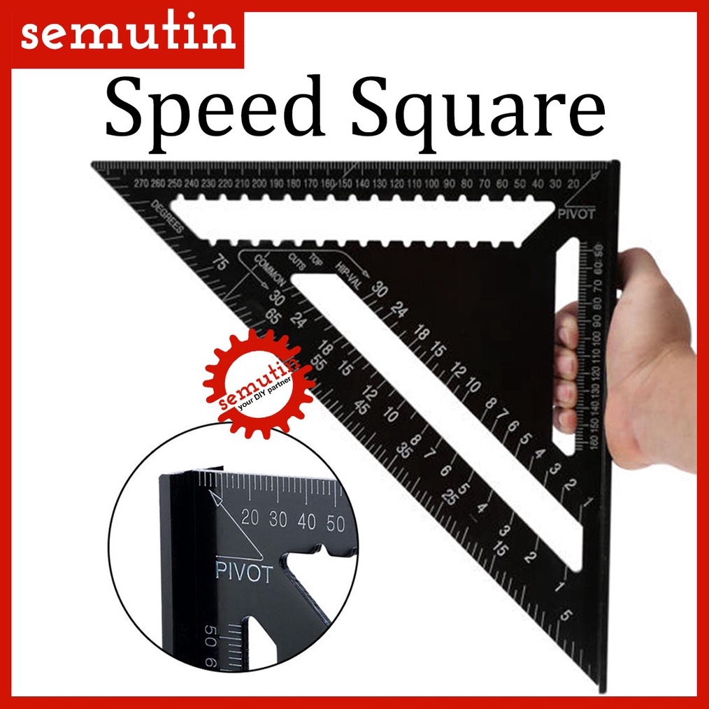 

KODE E6C7 Speed Square Aluminium Penggaris Siku Sudut Segitiga Right Angle Kayu