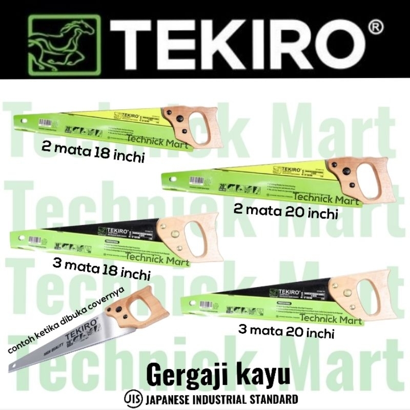 TEKIRO gergaji kayu 2 mata 18 dan 20 inchi / gergaji kayu 3 mata 18 dan 20 inchi / gergaji belah pot