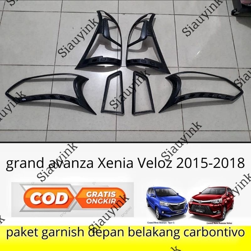 paket garnish depan belakang grand Avanza Xenia Veloz 2015 2018 Carbon