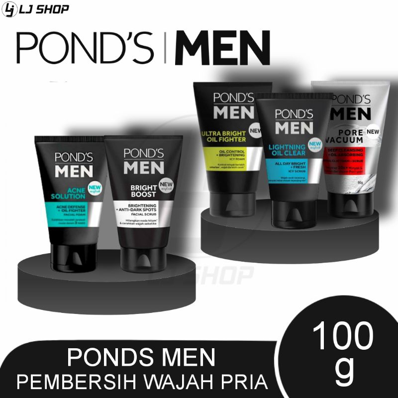 Ponds Men Facial Foam Men Bright Boost/Lightening Oil Clear/Acne Solution/Ultra Bright/Pore Vacuum 1