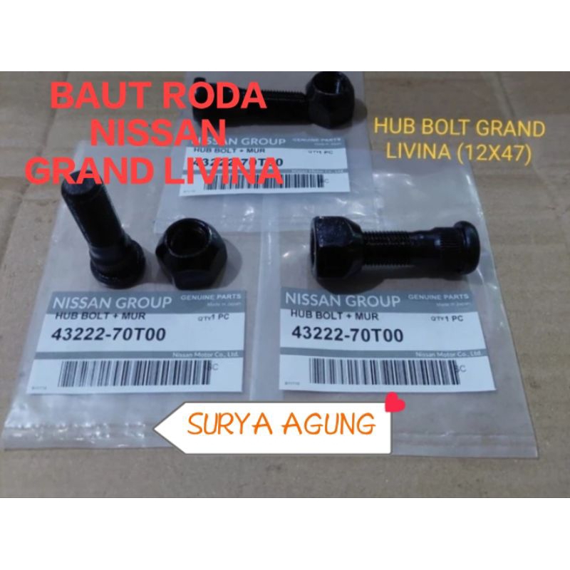 BAUT RODA + MUR MOBIL NISSAN GRAND LIVINA / MARCH / EVALIA / DATSUN GO / X-TRAIL HARGA SATUAN