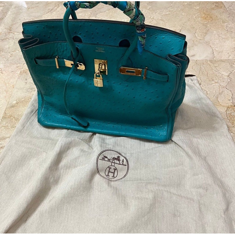 Hermes Birkin Ostrich Blue GHW