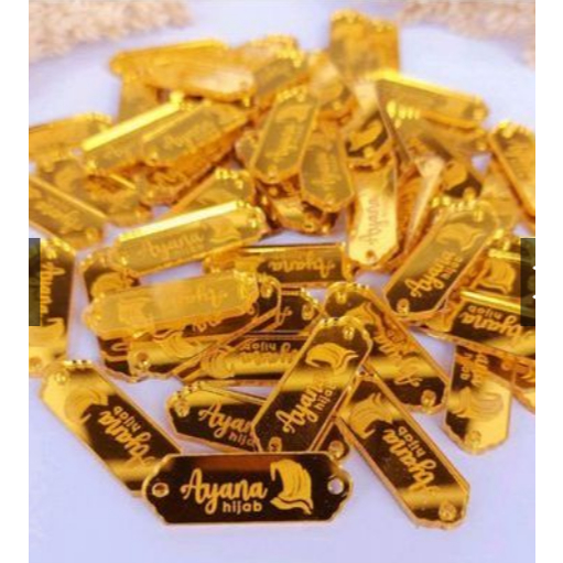 

Label Hijab Akrilik label Jilbab Label Baju Akrilik Custom Akrilik Mirror Gold Rose gold Silver 1x3cm paling murah