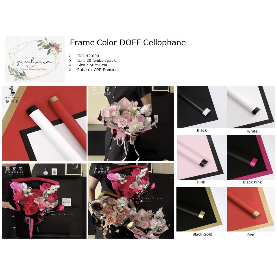 

5 LEMBAR Frame Color DOFF CEllophane / kertas bunga / wrapping paper / buket bunga / kertas pembungkus bunga MURAH