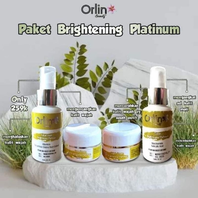 ORLIN BEAUTY SKINCARE / ORLIN PAKET BRIGHTENING PLATINUM / CREAM MEMUTIHKAN WAJAH / ORLIN SKINCARE /