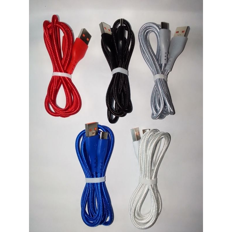 Kabel Data USB Charger Tipe C Type C Panjang 1M Tali Kain
