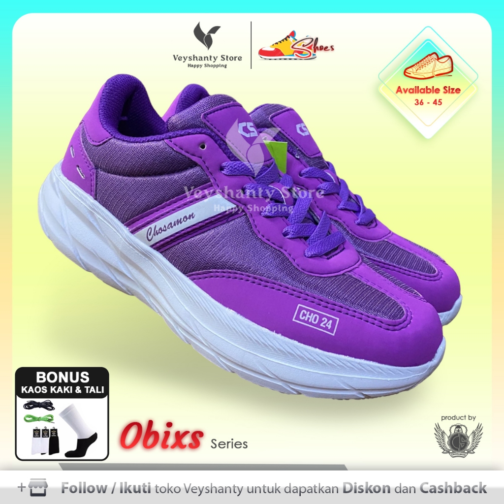 [VEYSHANTY] Sepatu Pria Wanita CS Obixs Premium Quality - Warna Ungu | Casual | Sport | Fashion | Sn