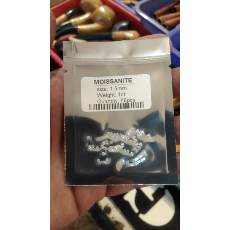 Berlian moissanite tabur 1,5 mm 1 crt isi 64 pcs excelent VVS1 harga grosir