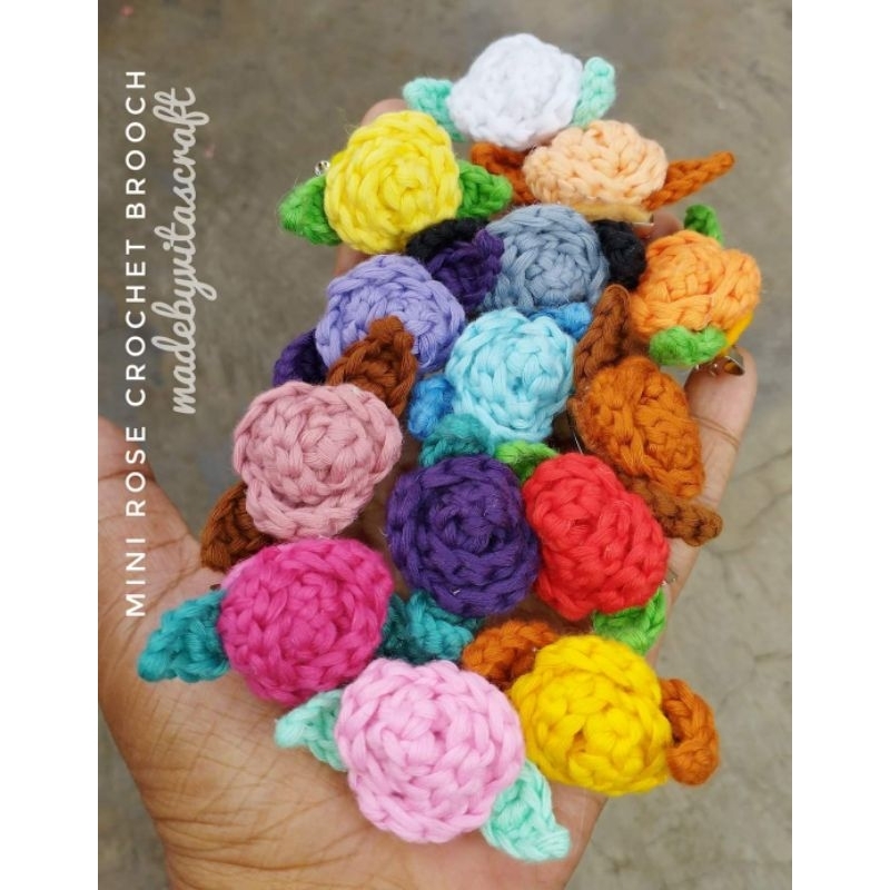 Bros Rajut Mawar Mini / Bros Mini / Bros Bunga / Bros Rajut / Bros Hijab / Bros Imut