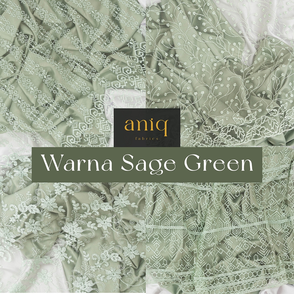 Kain Bridesmaid Paket Bahan Bridesmaid / Seragam Keluarga Pernikahan Brokat Satin - Sage Green