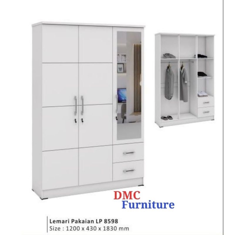 lemari baju 3pintu putih kaca lemari pakaian 3 pintu kaca lemari baju murah