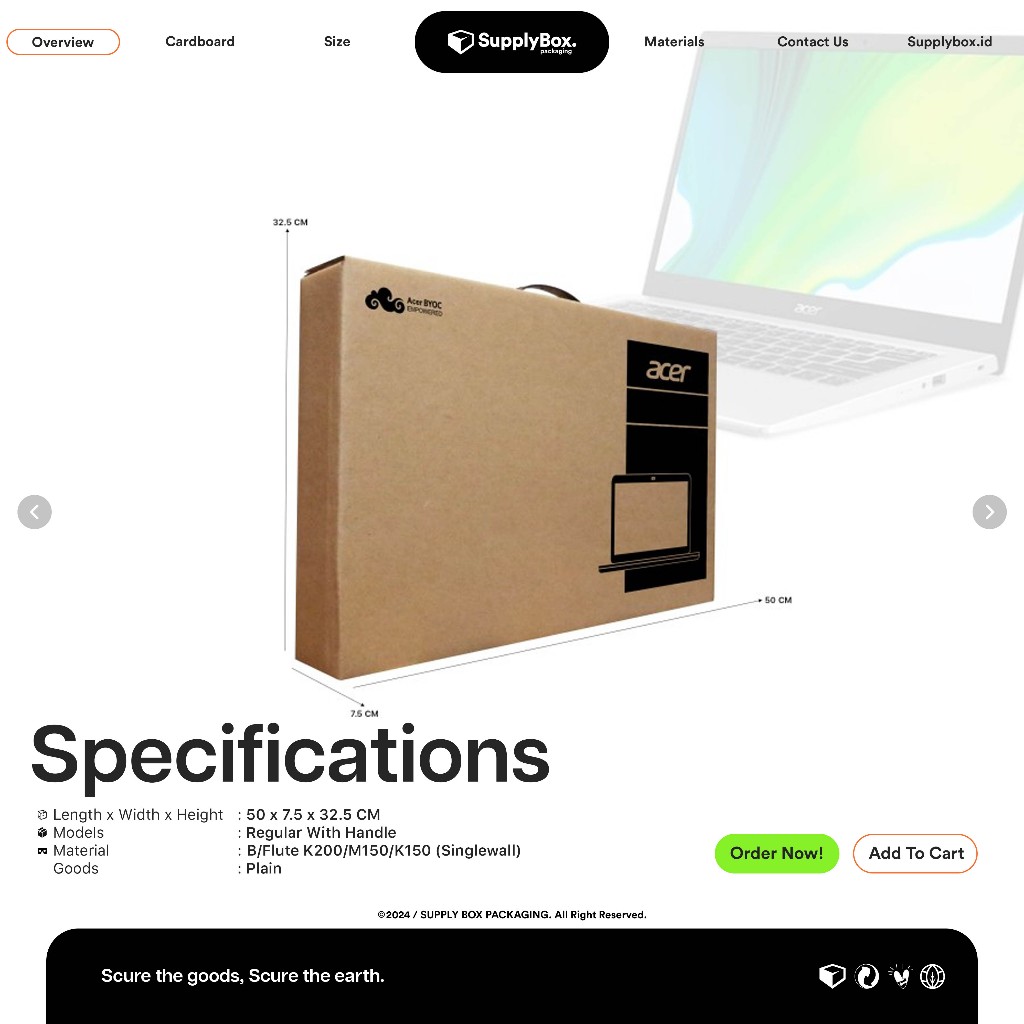 

DUS LAPTOP HANDLE ACER ASPIRE 50 x 7.5 x 32.5 CM | Dus Laptop | Box Laptop