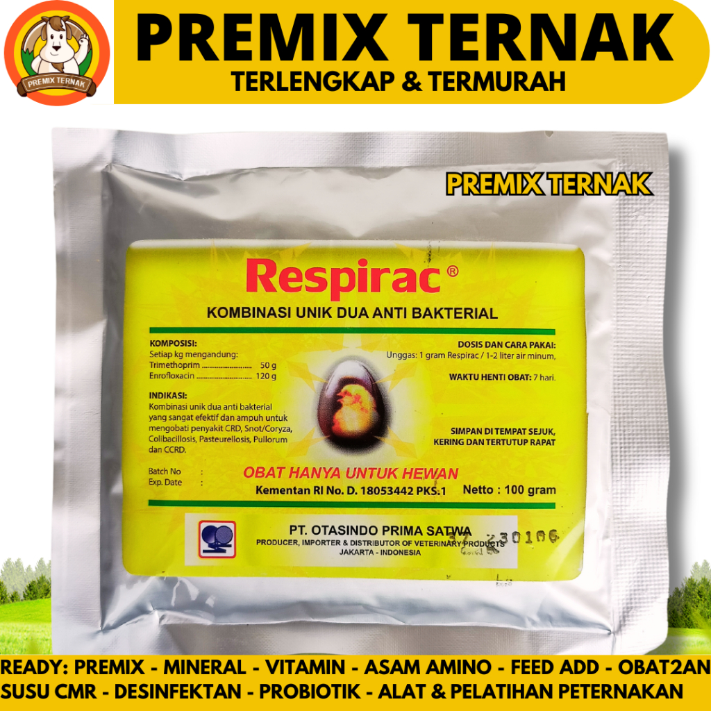 RESPIRAC 100 GRAM OTASINDO - (Enro+Trimesulf) Obat Ayam Paling Ampuh - Obat Ayam CRD Snot Ngorok Flu