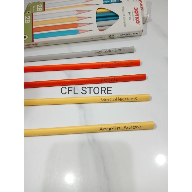 

free CUSTOM NAMA isi 12buah Pensil Pencil Joyko P-121 2B