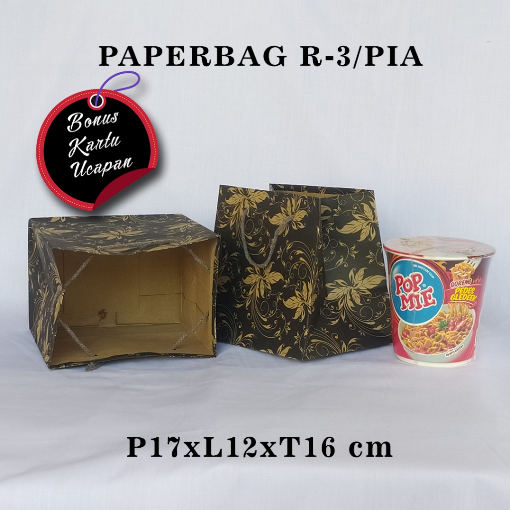 

PAPERBAG BONUS KARTU UCAPAN UKURAN R-3/PIA (P17 x L12 x T16 CM) WARNA MOTIF 1 WARNA