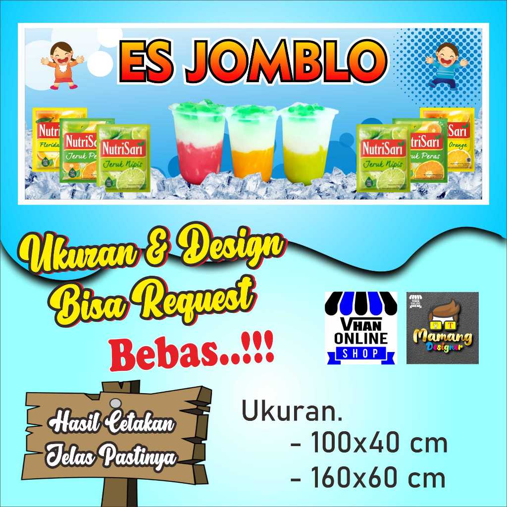 Spanduk, Banner, Mmt Es Jomblo, Es Nutrisari, Bagus Murah