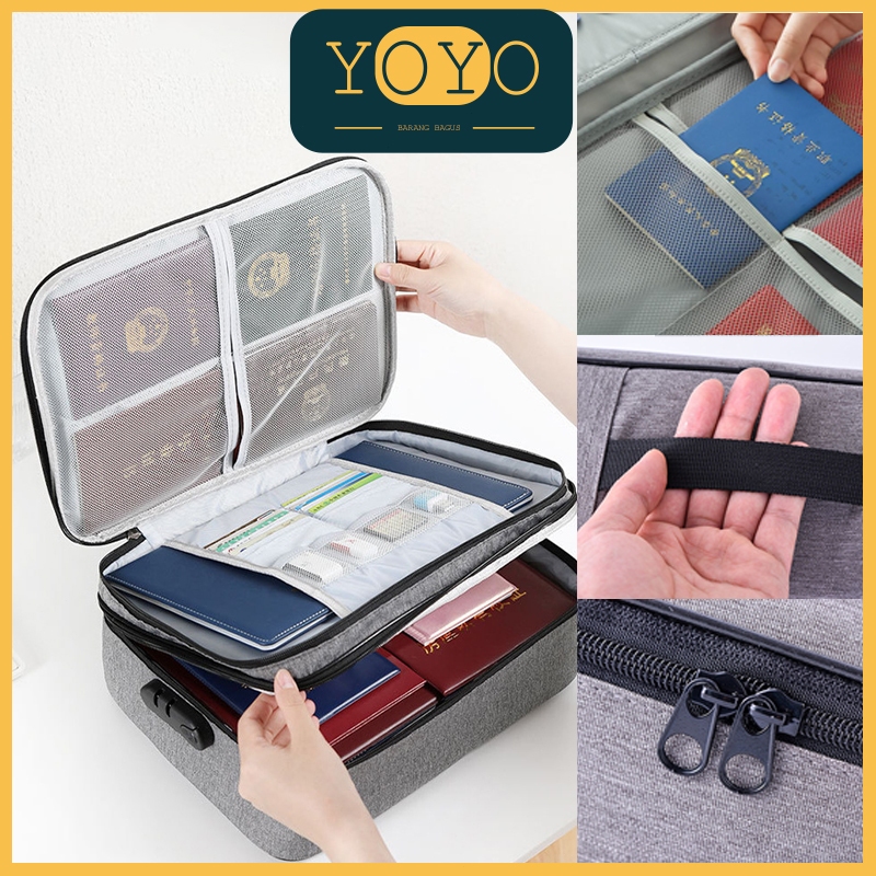 Tas Dokumen / Kotak Penyimpanan / Arsip Koper / Tempat Berkas/Tempat Berkas Organizer Double Zipper 