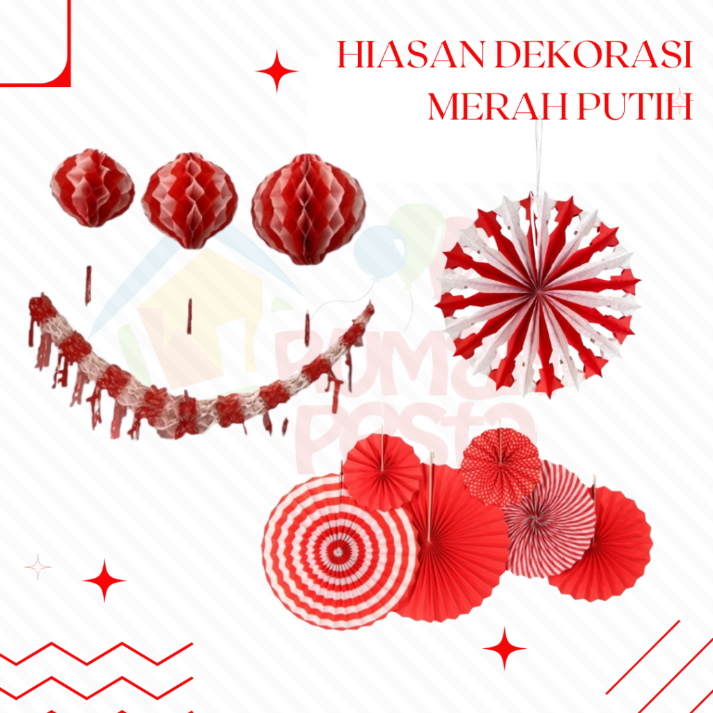 

HIASAN DEKORASI MERAH PUTIH / DEKORASI HUT RI DIRGAHAYU