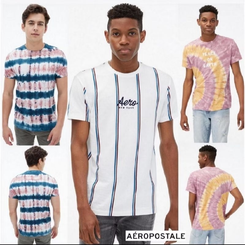 3 Warna Atasan Baju Kaos Oblong Tie Dye Pria Branded A3ROPOST4L3 Original, murah sisa Eksport