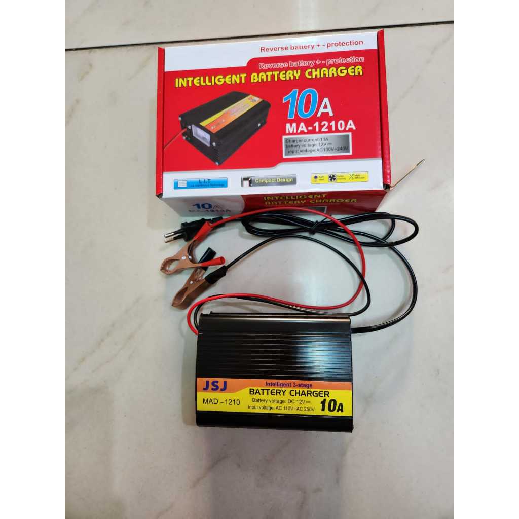 Charger aki/accu JSJ 12v 10a otomatis cas aki 12 Volt 10 Amper