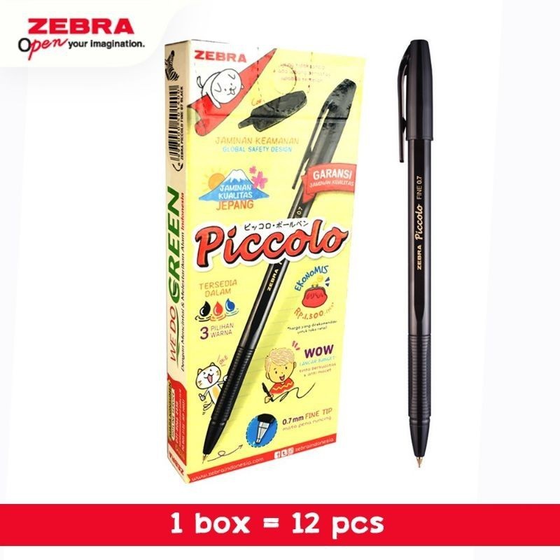 

Pulpen Pen ZEBRA Piccolo Ballpoint 0.7 HITAM (Per Pcs)