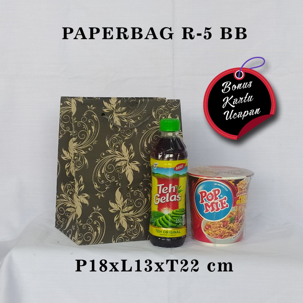 

PAPERBAG BONUS KARTU UCAPAN UKURAN R-5 BB (P18 X L13 X T22 CM) UNTUK POPMIE BESAR TEH BOTOL DLL