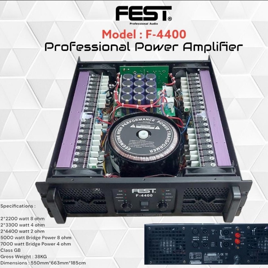 POWER AMPLIFIER FEST F4400 F 4400 4CH CLASS GB GARANSI ORIGINAL