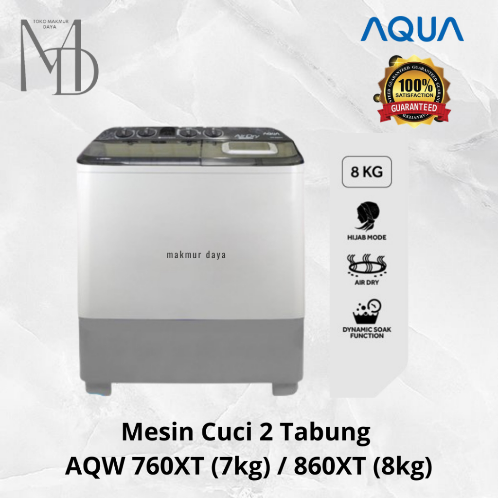 Mesin Cuci Aqua 2 Tabung AQW760XT / QW 7030 / 7031 / QW 750 / QW 760 Hijab Series 7kg
