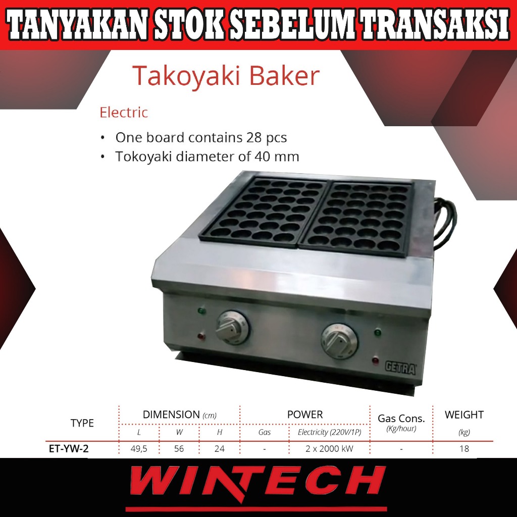 KHUSUS INSTANT - Getra ET-YW-2 Takoyaki Baker / Mesin buat Takoyaki - Mesin Takoyaki Elektrik - Mesi
