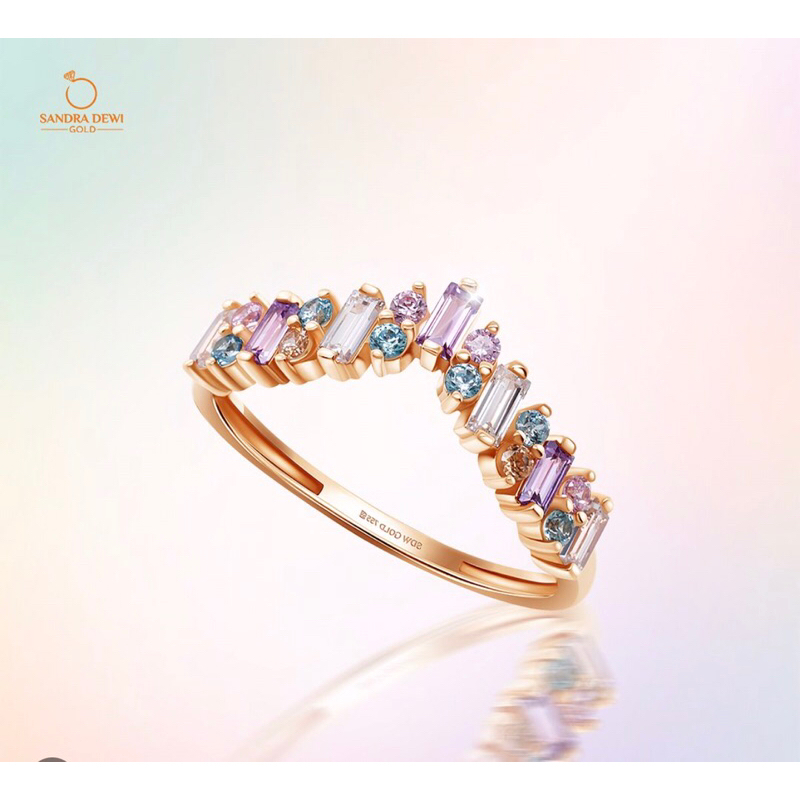 Sandra Dewi Gold Baguette Rainbow Ring-Cincin Emas 18k