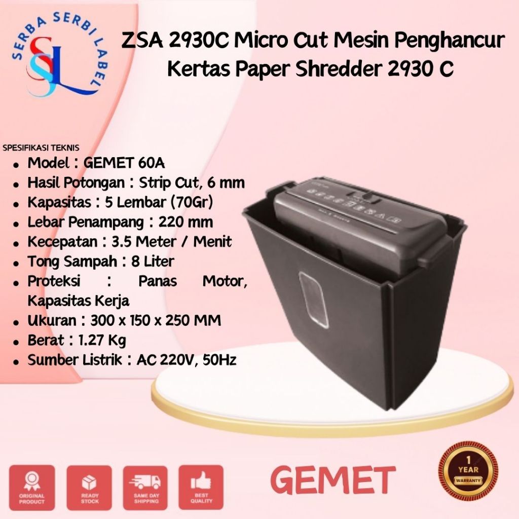 PAPER SHREDER GEMET 60A Mesin Penghancur Kertas | Paper Shredder GEMET 60 A