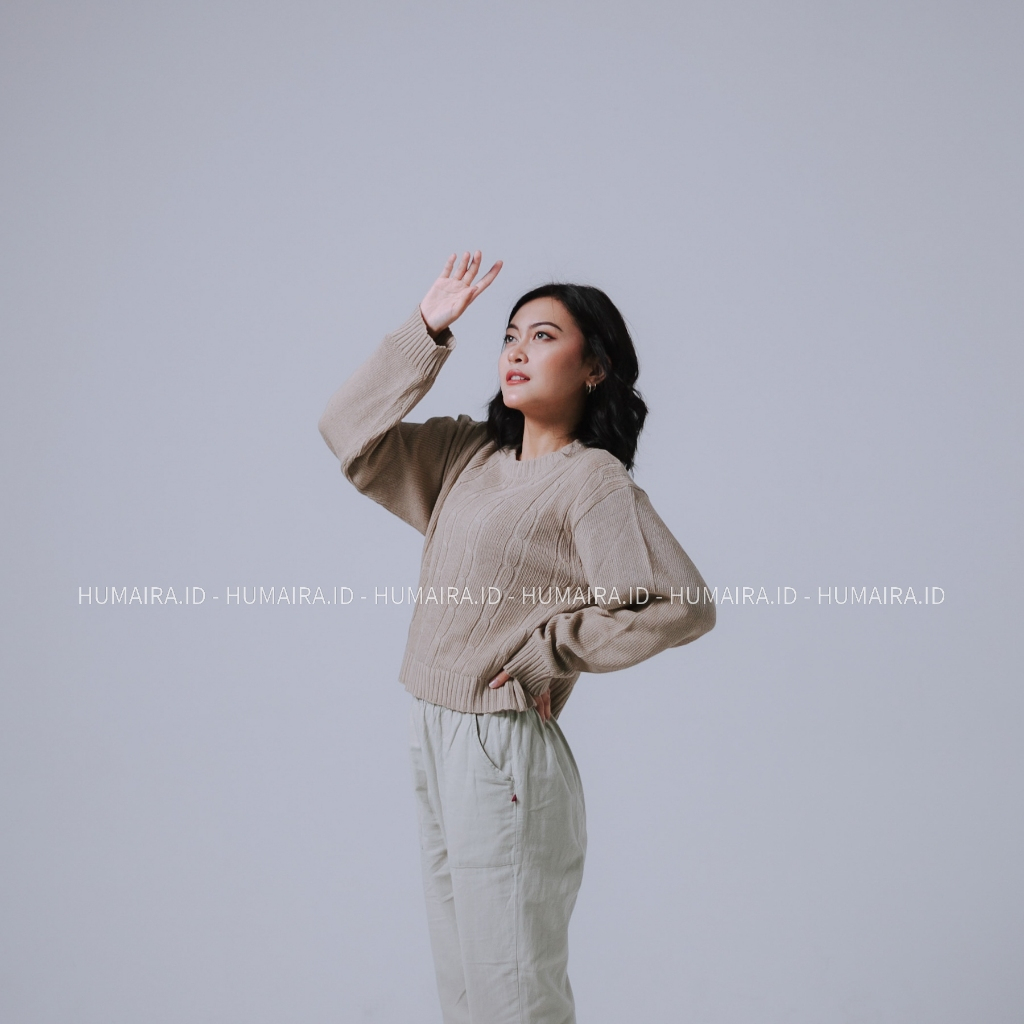 Hana motif cable sweater rajut wanita crop baju rajut atasan wanita korean style