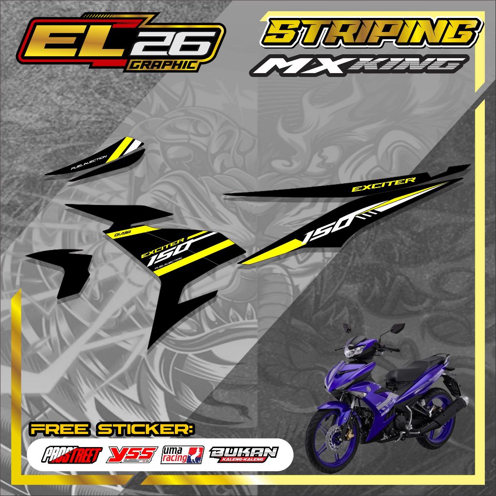 510 STRIPING STICKER YAMAHA MX KING - STICKER YAMAHA MX KING MOTIF SIMPLE GRAPIC