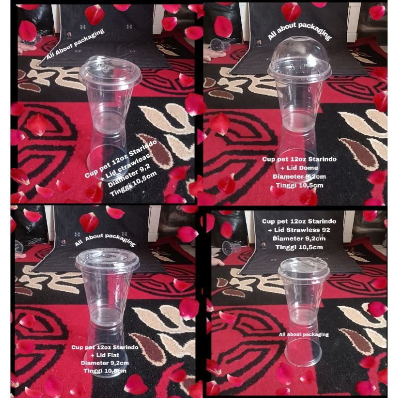 cup pet uk 12oz + strawless sjp  / gelas plastik pet 12oz + strawless starindo