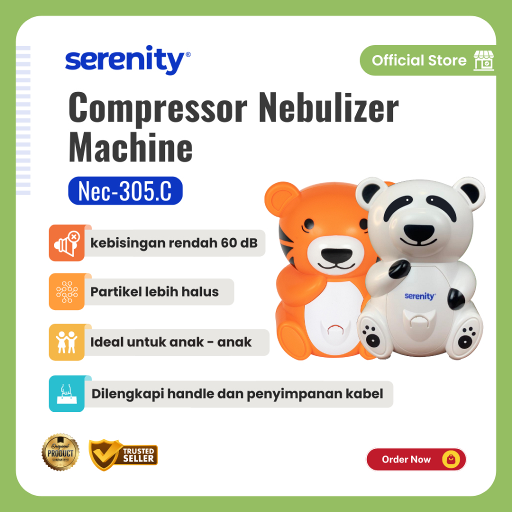 Serenity Nebulizer Compressor Machine Nec-305.C | Nebulizer Anak Karakter