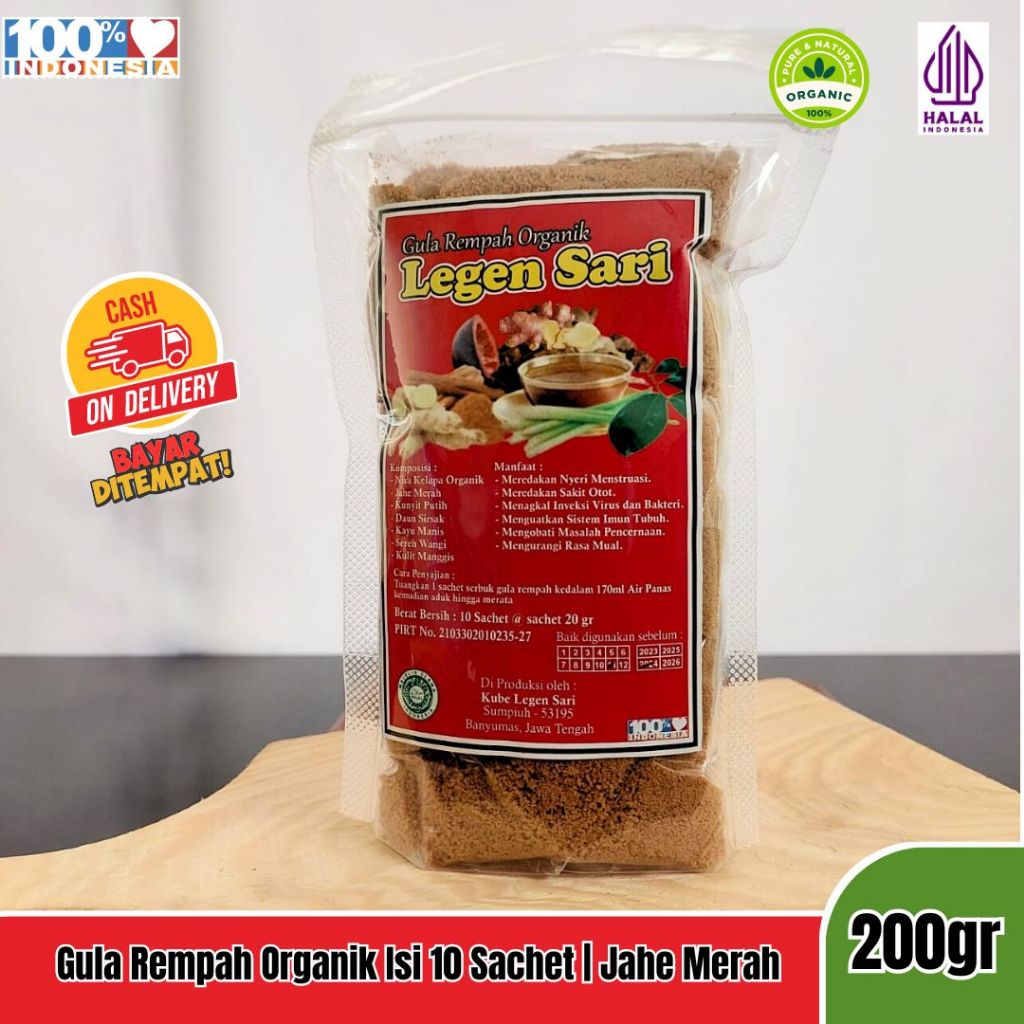 

LEGENSARI - Gula Rempah Jahe Emprit / Jahe Merah Minuman Herbal Alami Kemasan Ceplik 200 gr