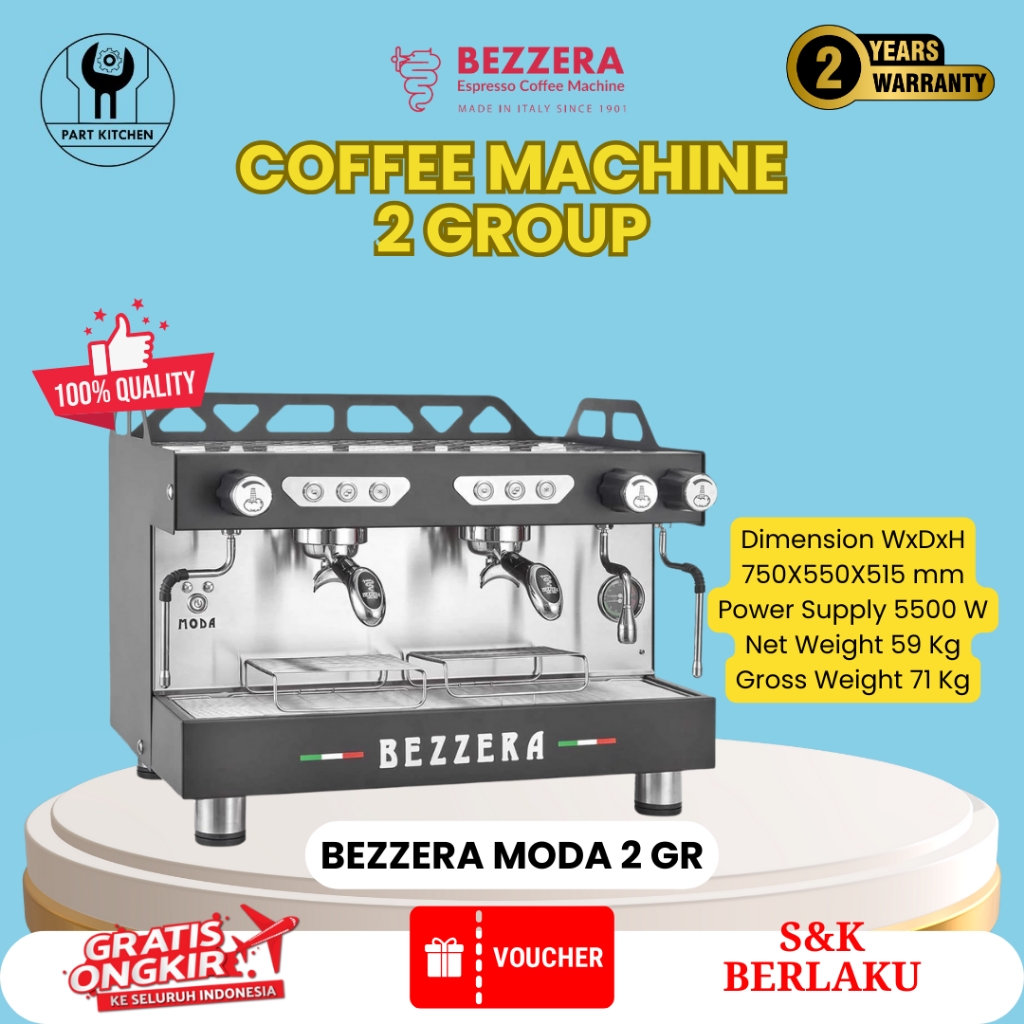 Coffee Machine Bezzera Moda 2 Group Mesin Kopi Bezzera