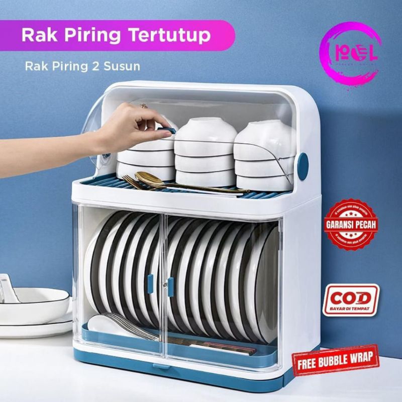 COD Rak Piring Anti Debu Plastik | Rak Piring Calon Mantu | Tempat Piring Tempat Gelas