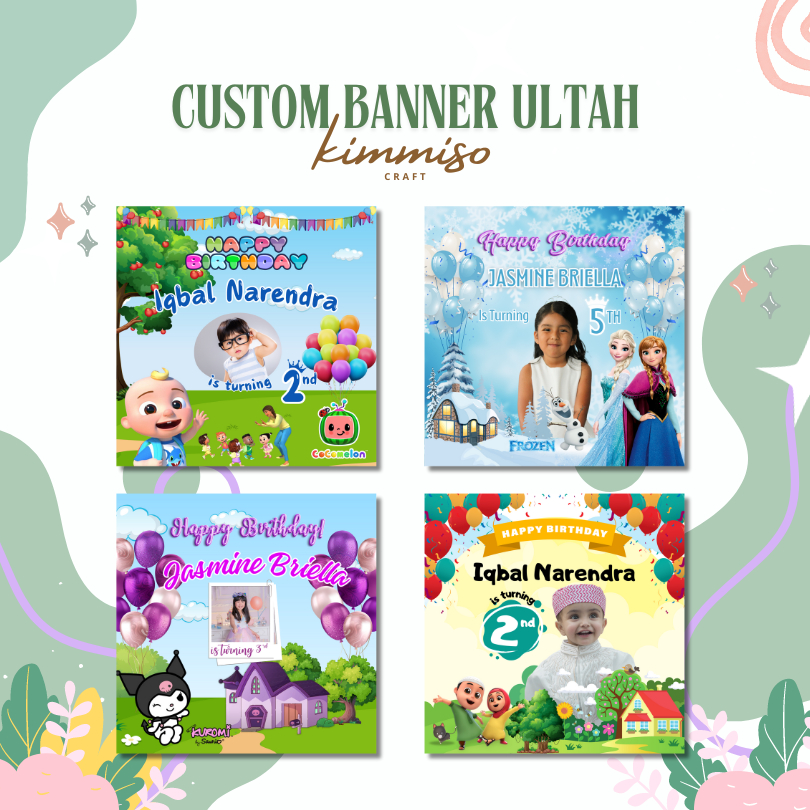 [Kimmiso] Custom Banner Ultah Spanduk Backdrop Ulang Tahun Anak Karakter Birthday Karakter Princess 